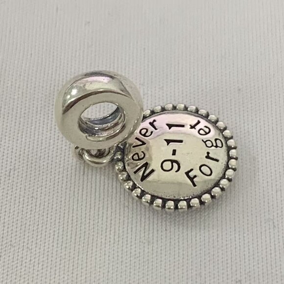 Pandora 9/11 (Never forget) Dangle Exclusive Charm, S925 Silver Bracelets - Picture 3 of 4